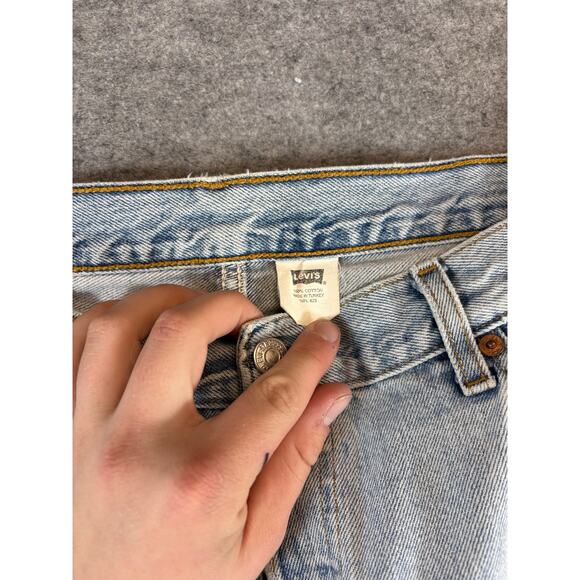 Levis Jeans Mens Size 34 Blue Denim Button Fly Straight Leg Grunge Streetwear - Picture 9 of 10